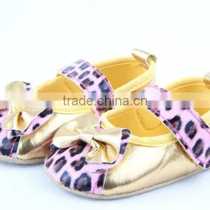 2014 Fashion New Arrival Baby Girls Leopard Leather Shoe Brand New Baby Girls Leather Shoes thumbnail-5
