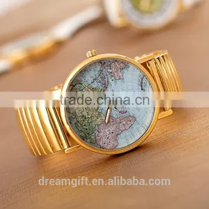 2015 Hot Sale Retro World Map Watch Fashion Leather Alloy Women Casual Analog Quartz Wrist Watch Items for Girls thumbnail-1