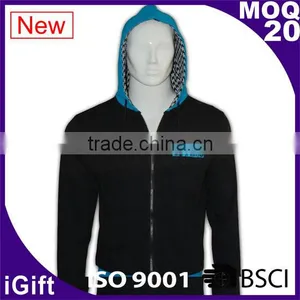 2016 Outdoor Zip up Wholesale Plain Black High Quality Men Hoodies thumbnail-1