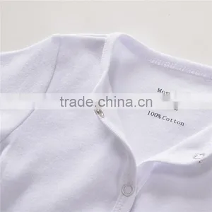 Baby White Footed Cotton Rompers Onesie Long Sleeve 3 Months White Plain Colour Bodysuit thumbnail-3