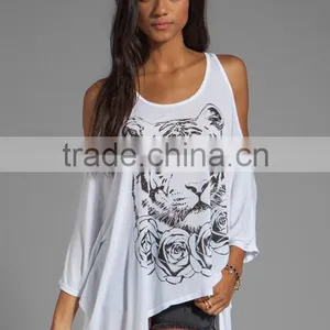 Silk Screen Printing Open Shoulder Tank Top thumbnail-1