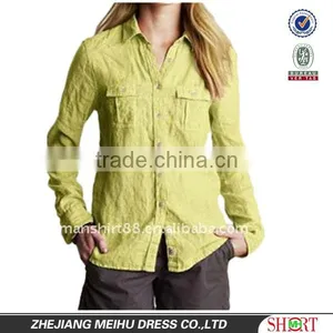 Ladies Linen Shirts, Casual Shirts--green thumbnail-1
