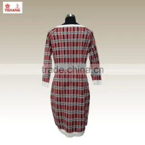 Plaid Jacquard 100%Acrylic Fashion Lady Dress Sweater thumbnail-2