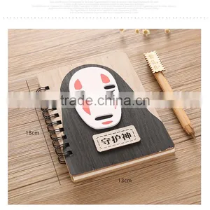 Spirited Away No Face Man Cartoon Wooden Japanese Anime Notebook Design A thumbnail-3