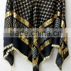 New Style Embroidered Tunic Shemagh Scarf Tops Arab Desert Keffiyeh Tassels Blouse Muslim Arafat Head Camoflague Poncho Scarves thumbnail-2