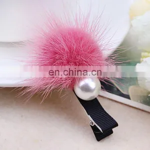 DIY Handmade Cute Mink Fur Hairpin High Quality Mink Fur Clip for Girl thumbnail-4