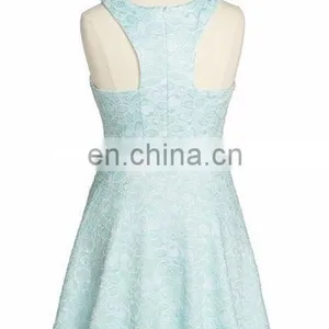 Minty Green Floral Lace Fit and Flare Skater Dress thumbnail-2