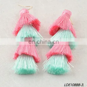 Cluster Drop Layered String Tassel Earring thumbnail-3