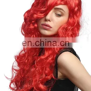 Party Wigs,red Long Wave Syntheic Wig for Carnival P-W187 thumbnail-6