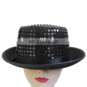 MCH-1701 Party Carnival Funny Cheap Man Black Sequin Felt Magician Top Hat thumbnail-1