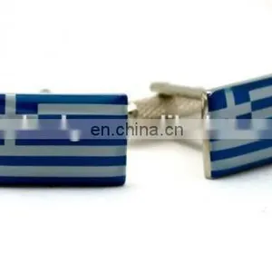 China Manufacturer OEM Novelty Classic Flag Cufflinks, Greek Flag Cufflinks, Hot Selling Wholesale Country Cufflink thumbnail-1