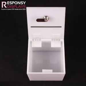 Countertop Sales Promotion White Acrylic Money Saving Display Box For With Locks thumbnail-5