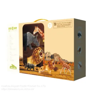 Kit of Animal Model Children Class Learning Kit Lion Rhinoceros Giraffe Cheap Animal PVC Plastic Vinly Animal Toy Decoration thumbnail-1
