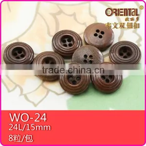 Holes Dark Brown Engrave Pattern Raw Material Wood Button thumbnail-3