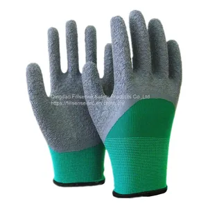13Gauge Polyester Liner 3/4 Crinkle Latex Dipped Gloves Latex Coated Work Gloves Latex Half Coated Gloves thumbnail-1