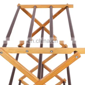 3 Tier Foldable Bamboo Wooden Clothes Drying Rack Water-Resistant thumbnail-4