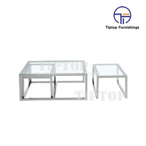 Stainless Luxury End Table Home Furniture Italy Design Latest Teapoy Glass Coffee Table With Drawers thumbnail-1
