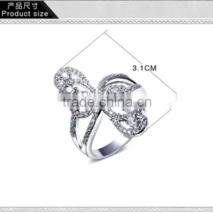 Beautiful Butterfly Shape Party Jewelry Platinum Plated Brass Jewelry Women CZ Ring thumbnail-6
