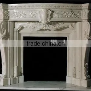 Antique Indoor Marble Beige Fireplaces thumbnail-3