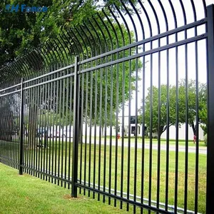 High Quality Outdoor Steel Picket Fence Panel Curved Top Steel Fence thumbnail-1