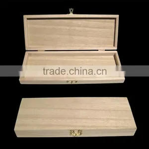 Natural Wooden Cigarette Box Unfinished Hinged Cigar Wooden Box thumbnail-1
