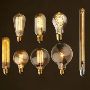 E26 E27 ST64 Bulbs / T4 5/ C35 / T300 / G80/G95/G125 40 Watts Amber Glass Incandescent Light Bulbs thumbnail-2