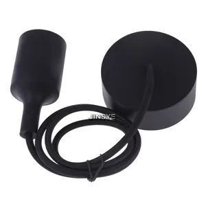 CE E27 Pendant Lamp Cord Set Lamp Kits Silicone Lampholder Cable With Plastic Ceiling Canopy thumbnail-2