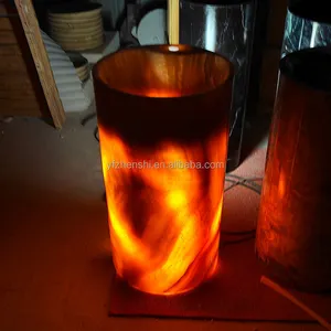 Natural Yellow Onyx Marble Round Shape Pedestal Sink Factory Direct Custom Size for Hotel Villa Bathroom High-End Decor thumbnail-3