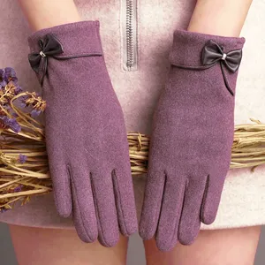Women Winter Touch Screen Gloves Bow Decor Warm Driving Daily Gloves Multiple Colors Available In Stock thumbnail-4
