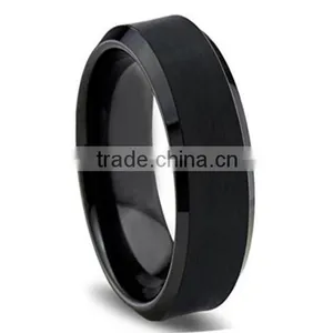 Mens 6mm Black Tungsten Wedding Band Ring for Wholesale thumbnail-1