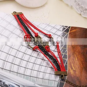 Fashion Accessories Jewelry Gift Retro Infinity Leather Weaving Red Leather Rope Bracelet For Women thumbnail-2