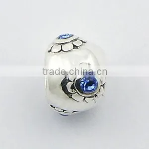 Four Austrian Crystals Flower Bead Shiny Sterling Silver thumbnail-1