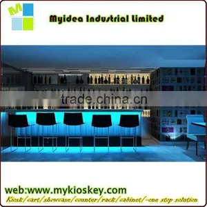 White Glass Modern Reception Counter Led Light Bar Counter thumbnail-3