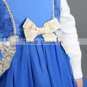 Wholesale Fashion New Design Embroidery Royal Blue Party Children Frocks Designs thumbnail-6