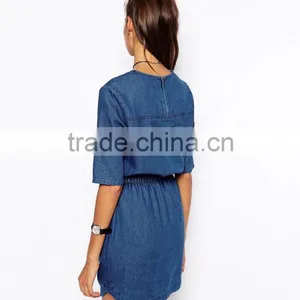 2015 New Arrival Elegant Woman Dress Cheap Wholesale Denim Dress Fashion Slim Jean Dresses thumbnail-2