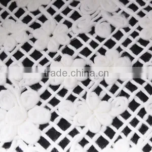 New Item Wool Flower Pattern Organza Lace Embroidery Fabric for Clothes thumbnail-3