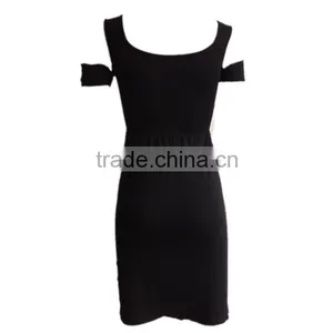 2016 New Design Seamless off Shoudler Sexy Women Loose Black Dress for Wholesale thumbnail-3