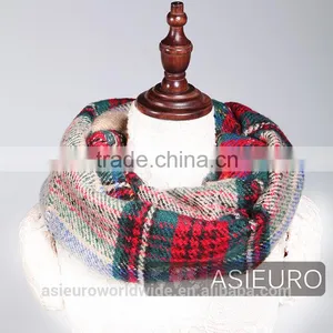 Fashion Checked Acrylic Tube Scarf For Ladies Multi Colors BSCI AND SEDEX thumbnail-1