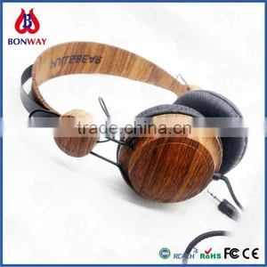 Stylish Wired Wood Headphone for PC thumbnail-4