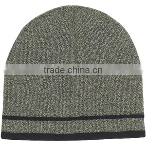 Customizable Men's Knit Beanie With Double Stripes thumbnail-4