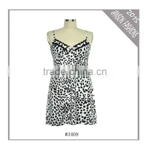 Wholesale Plus Size Black and White Animal Print Dress and Pajama thumbnail-1