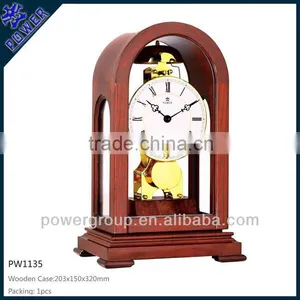 White Dial Desk Clock With Wooden Case Brown Color High Quality Competitive Price PW1135D thumbnail-1