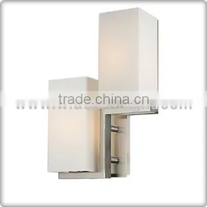 UL CUL Listed Brushed Nickel Hotel Glass Shades Lamp Fixture 2 Light Bathroom Light W90030 thumbnail-1