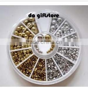 Beautiful 6 Sizes Acrylic Gold & Sliver Nail Art Decoration DIY Tools thumbnail-1