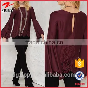 Hot Selling Fashion Cutting Design Lace Blouse for Lady Quality Choice thumbnail-1