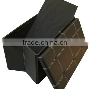 Beautiful!Brown PVC Leather Foldable Storage Bench With Buttons thumbnail-1
