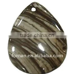 50x40mm Teardrop Zebra Jasper Fashion Gemstone Pendant thumbnail-1