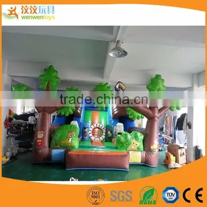 Kids Bouncing in Outdoor Playground Small Inflatable Slide thumbnail-1
