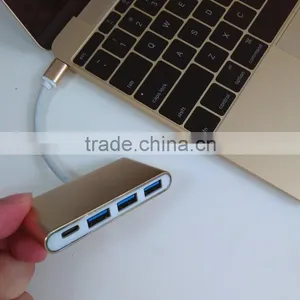 USB Type-C 3.1 Hub, USB-C to 3-Port USB 3.0 Aluminum Hub With 1 Type C Charger Port for the New Macbook, Google Chrome Book thumbnail-5