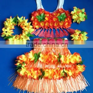 2014 New Fashion Hawaiian Hula Skirts With Flower Trim thumbnail-3